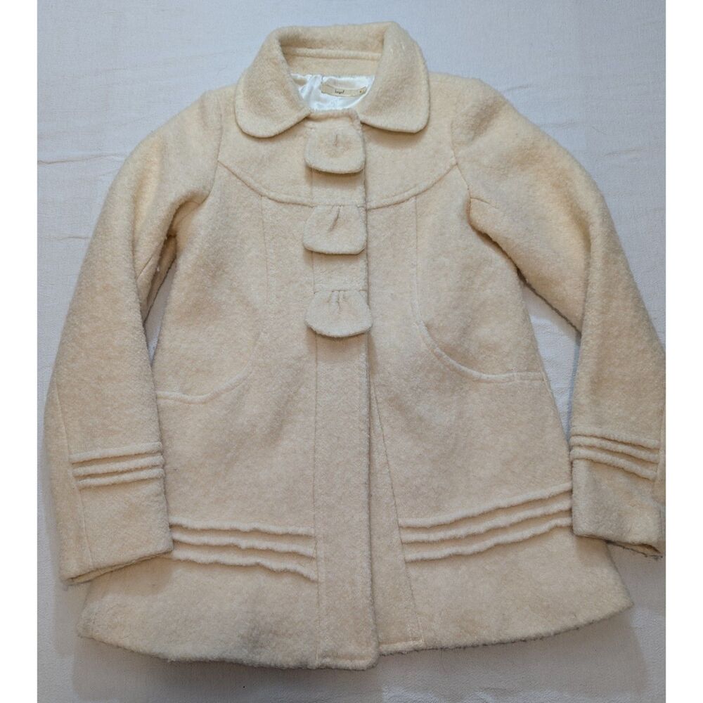 Girls Ivory Boucle Swing Coat Satin Lined Dress Coat Small Cute Winter Jacket